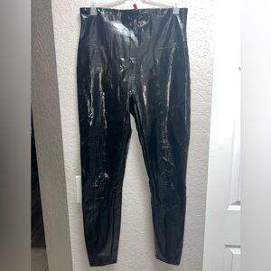Spanx Black Faux Leather High Rise Ankle Leggings Size L